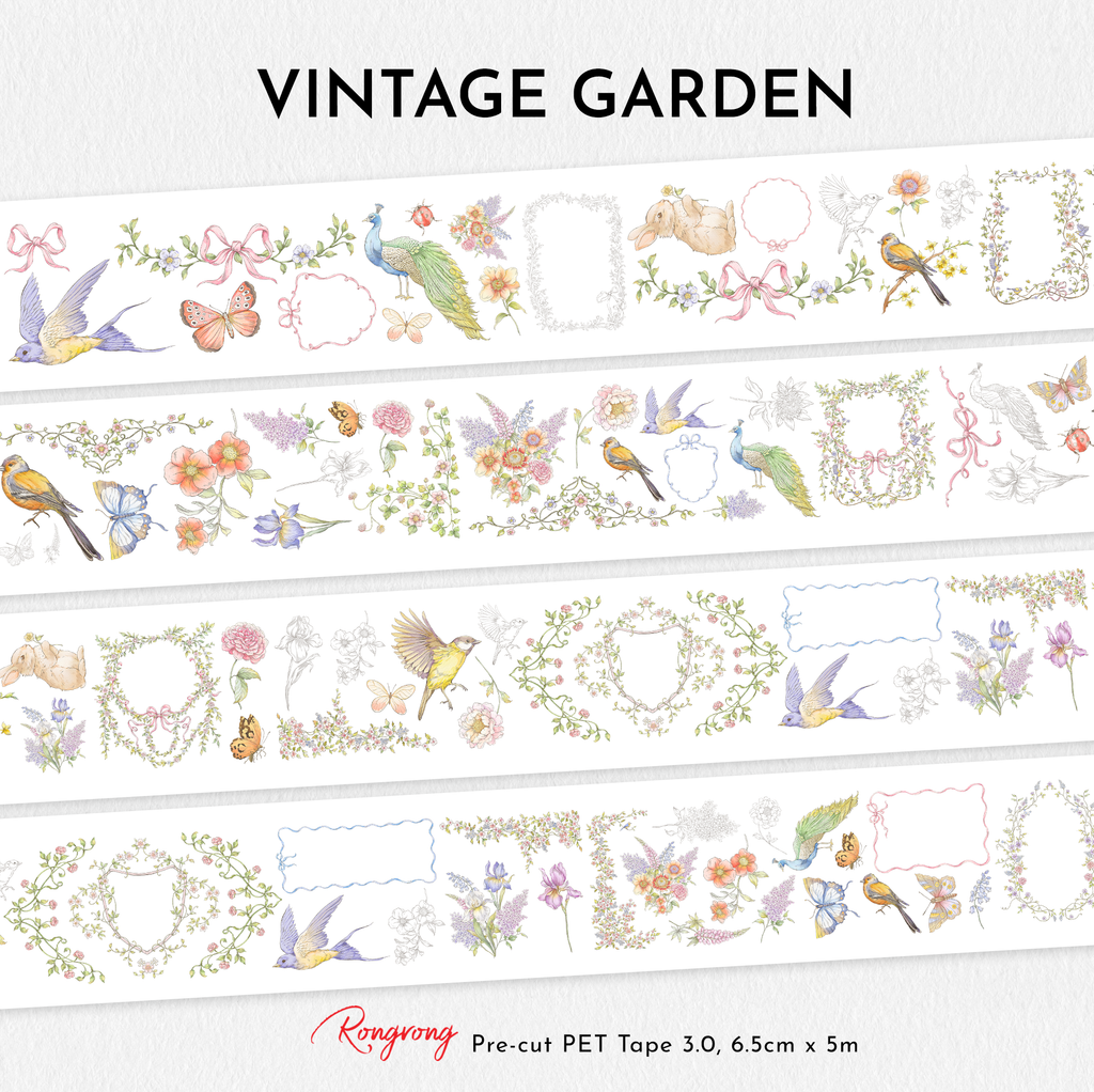 Vintage Garden Pre-cut Japanese Washi Tape [3.O]