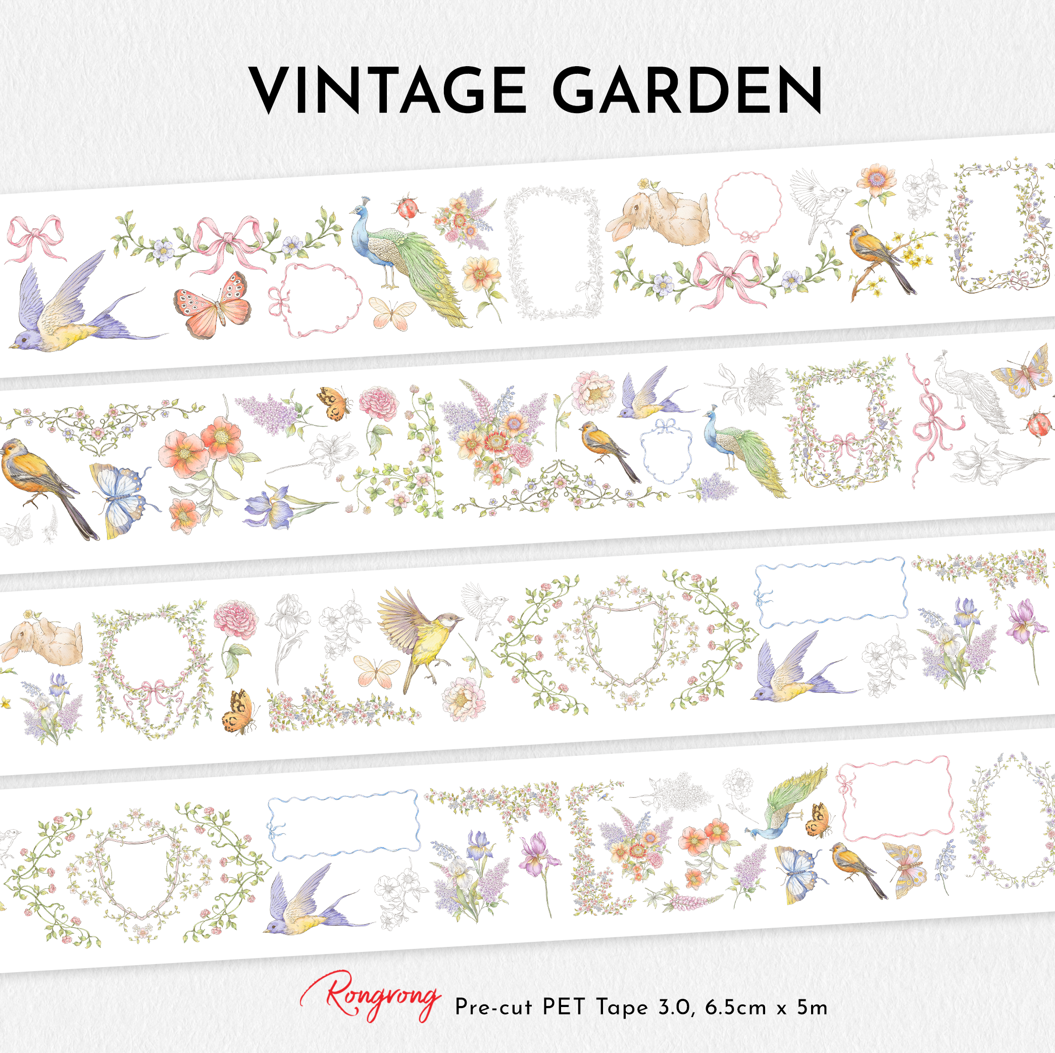 Vintage Garden Pre-cut Japanese Washi Tape [3.O]