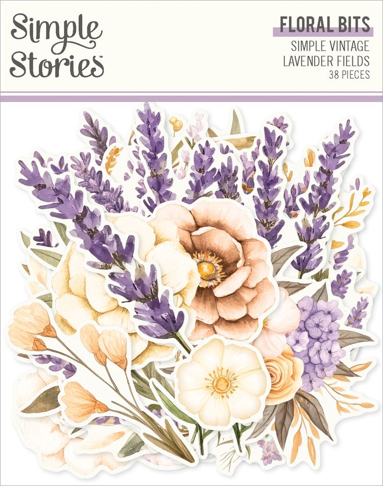 Simple Stories Lavender Fields Floral Bits & Pieces Die Cuts