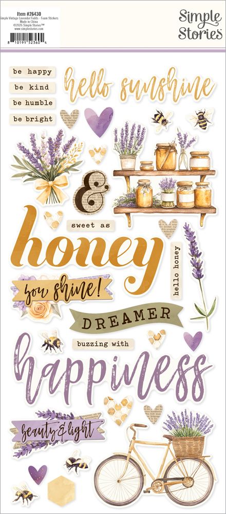 Simple Stories Lavender Fields Foam Stickers