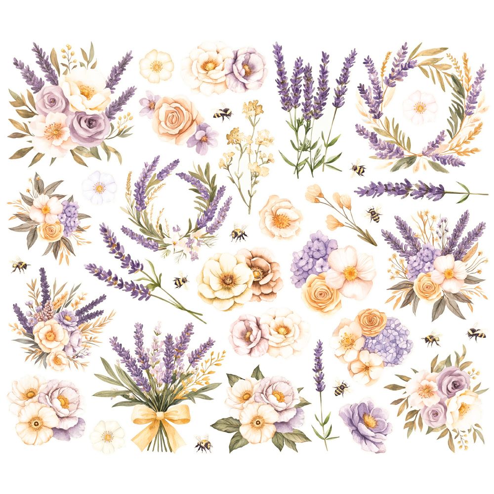 Simple Stories Lavender Fields Floral Bits & Pieces Die Cuts