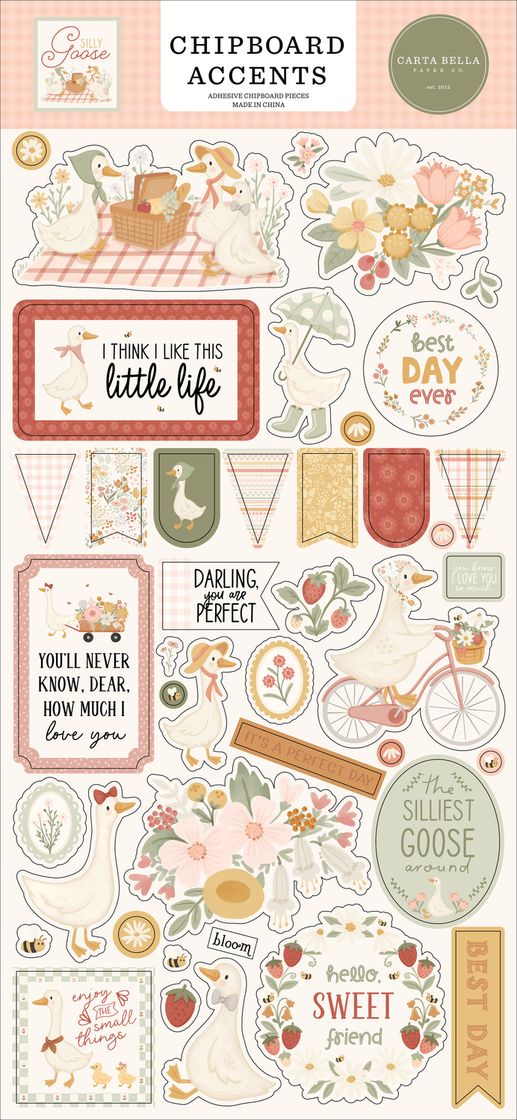 Carta Bella Silly Goose Chipboard Accents 6"X13"